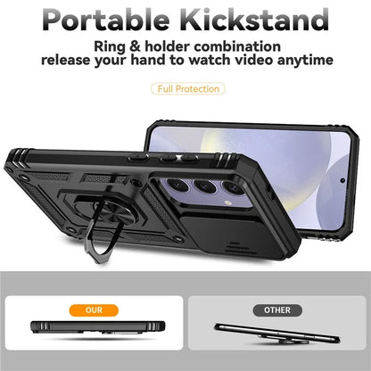 For Samsung Galaxy S24 FE Case PC + TPU Phone Cover Lens Ultimate Protection Kickstand
