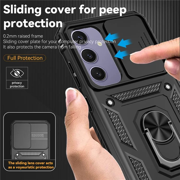 For Samsung Galaxy S24 FE Case PC + TPU Phone Cover Lens Ultimate Protection Kickstand