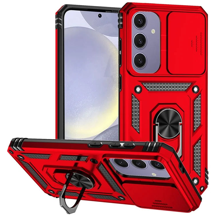 For Samsung Galaxy S24 FE Case PC + TPU Phone Cover Lens Ultimate Protection Kickstand