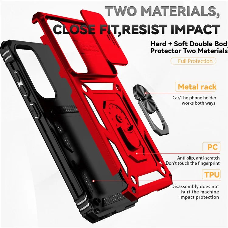 For Samsung Galaxy S24 FE Case PC + TPU Phone Cover Lens Ultimate Protection Kickstand