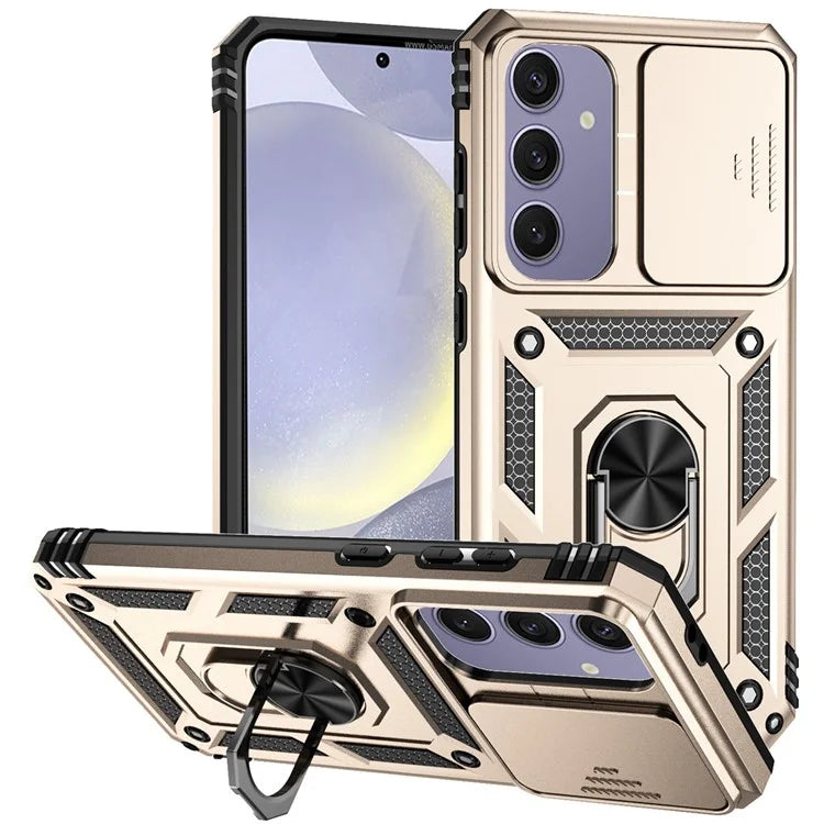 For Samsung Galaxy S24 FE Case PC + TPU Phone Cover Lens Ultimate Protection Kickstand