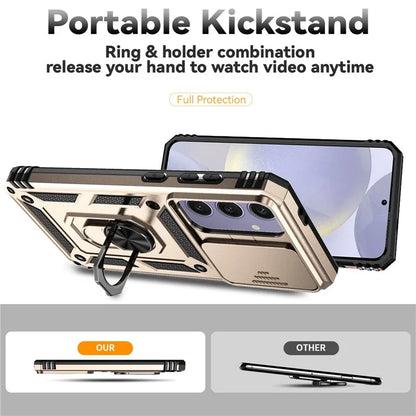 For Samsung Galaxy S24 FE Case PC + TPU Phone Cover Lens Ultimate Protection Kickstand