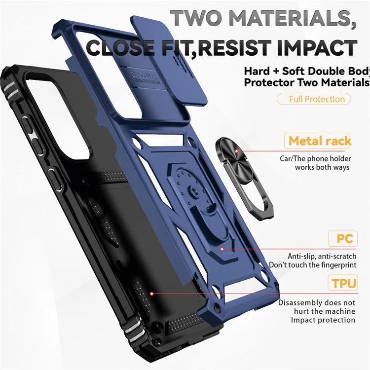 For Samsung Galaxy S24 FE Case PC + TPU Phone Cover Lens Ultimate Protection Kickstand