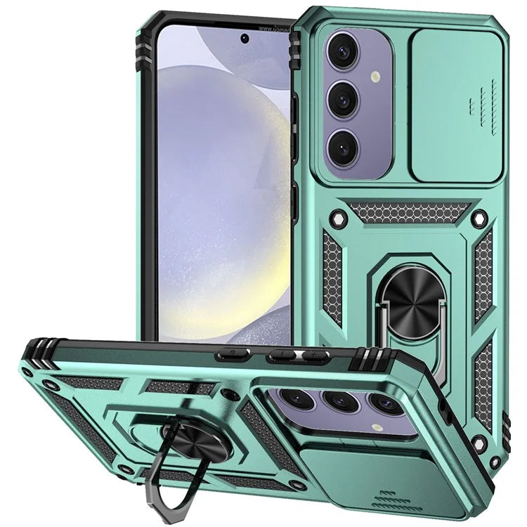For Samsung Galaxy S24 FE Case PC + TPU Phone Cover Lens Ultimate Protection Kickstand