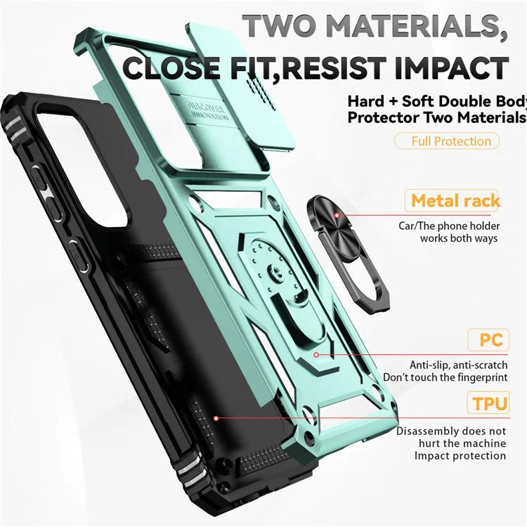 For Samsung Galaxy S24 FE Case PC + TPU Phone Cover Lens Ultimate Protection Kickstand