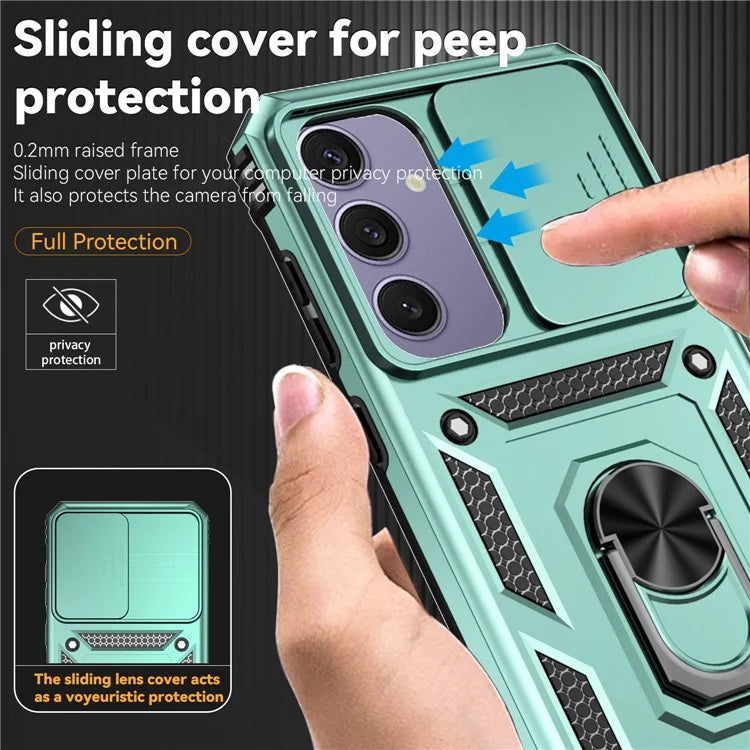 For Samsung Galaxy S24 FE Case PC + TPU Phone Cover Lens Ultimate Protection Kickstand
