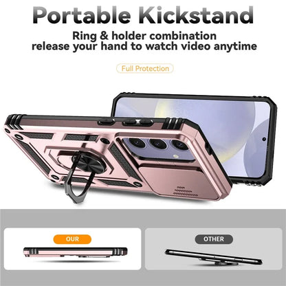 For Samsung Galaxy S24 FE Case PC + TPU Phone Cover Lens Ultimate Protection Kickstand