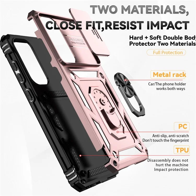 For Samsung Galaxy S24 FE Case PC + TPU Phone Cover Lens Ultimate Protection Kickstand