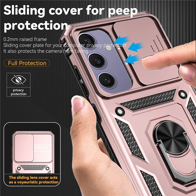 For Samsung Galaxy S24 FE Case PC + TPU Phone Cover Lens Ultimate Protection Kickstand