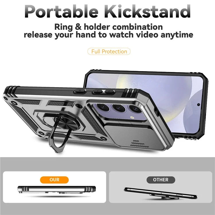 For Samsung Galaxy S24 FE Case PC + TPU Phone Cover Lens Ultimate Protection Kickstand