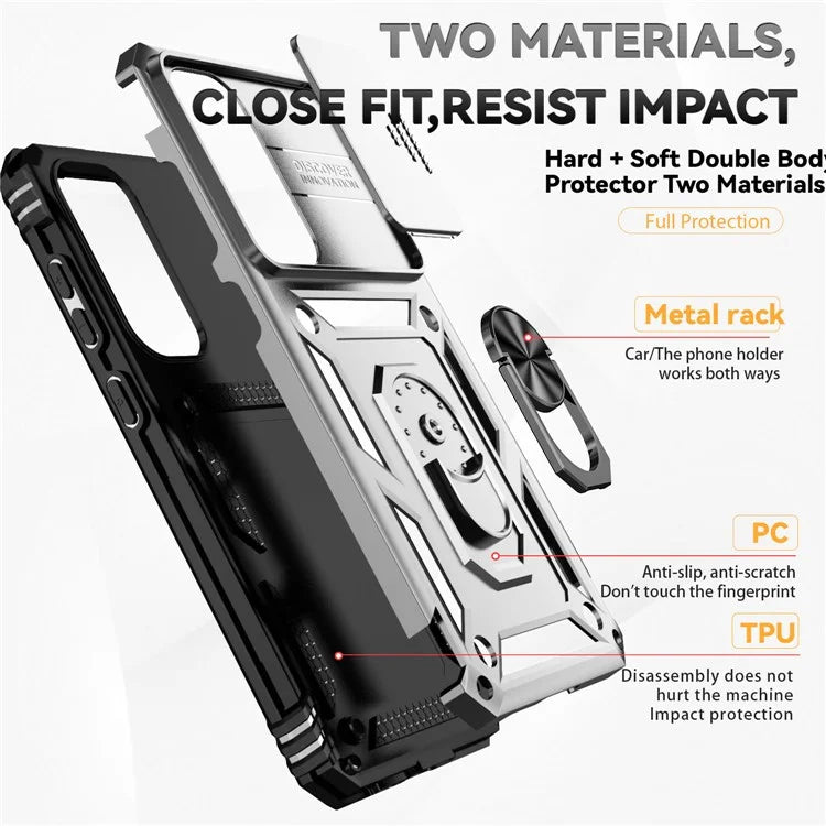 For Samsung Galaxy S24 FE Case PC + TPU Phone Cover Lens Ultimate Protection Kickstand