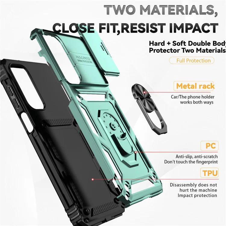 For Samsung Galaxy A16 5G Case PC + TPU Phone Cover Lens Ultimate Protection Kickstand