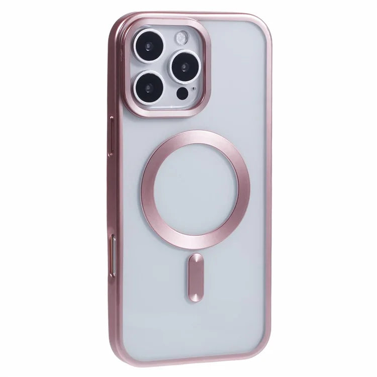 For iPhone 16 Pro Max Case Matte Electroplating Phone Cover Compatible with MagSafe