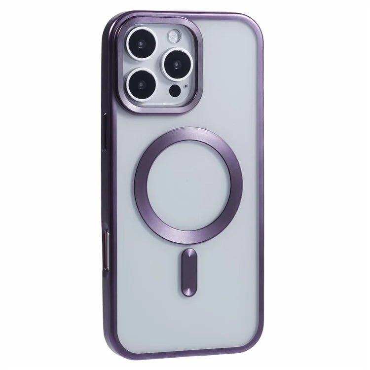 For iPhone 16 Pro Case Matte Electroplating Phone Cover Compatible with MagSafe