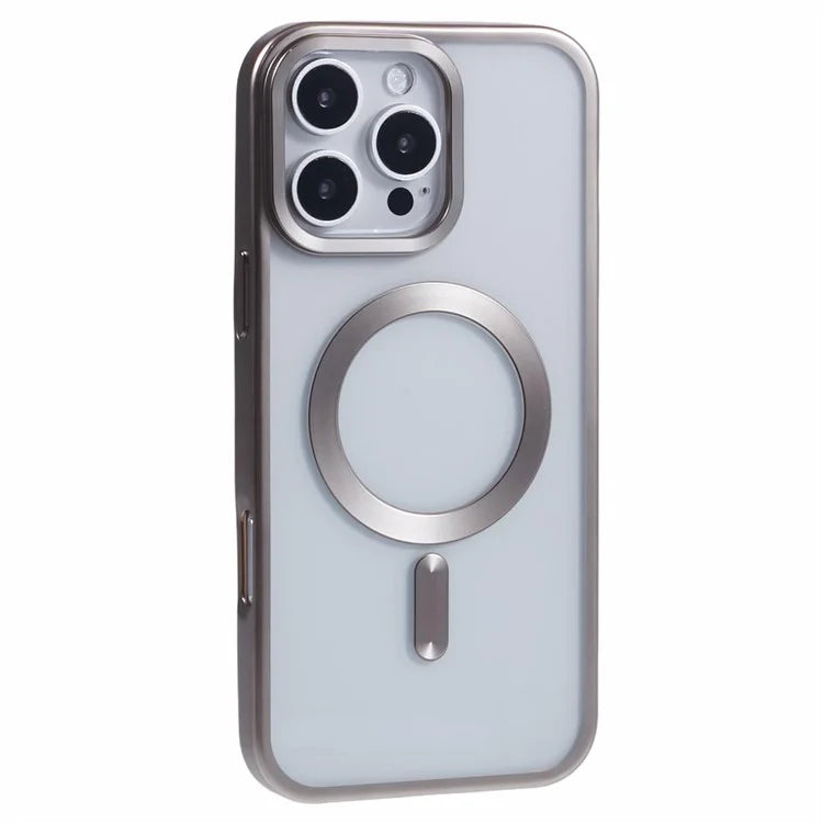 For iPhone 16 Pro Case Matte Electroplating Phone Cover Compatible with MagSafe