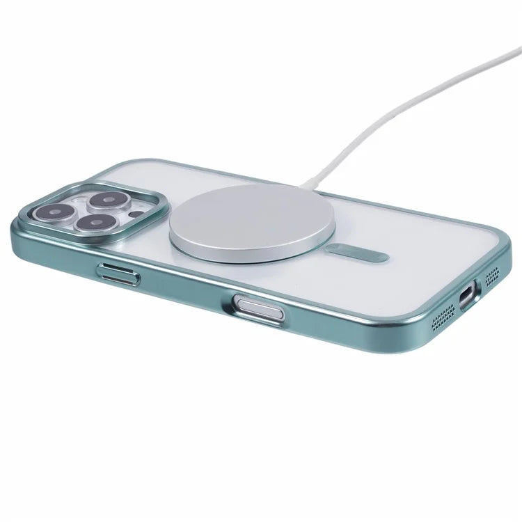 For iPhone 16 Pro Case Matte Electroplating Phone Cover Compatible with MagSafe