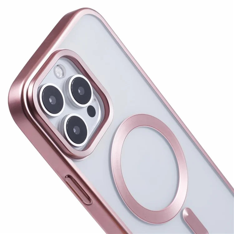 For iPhone 16 Pro Case Matte Electroplating Phone Cover Compatible with MagSafe
