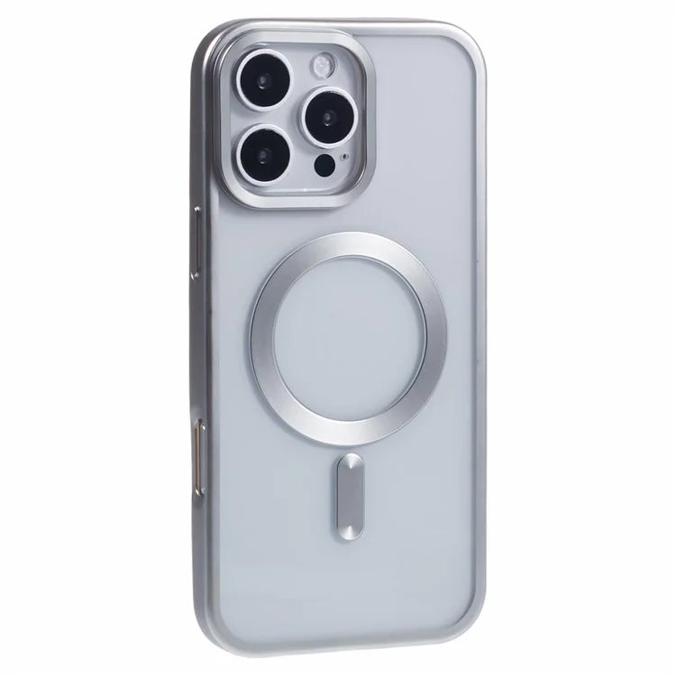 For iPhone 16 Pro Case Matte Electroplating Phone Cover Compatible with MagSafe