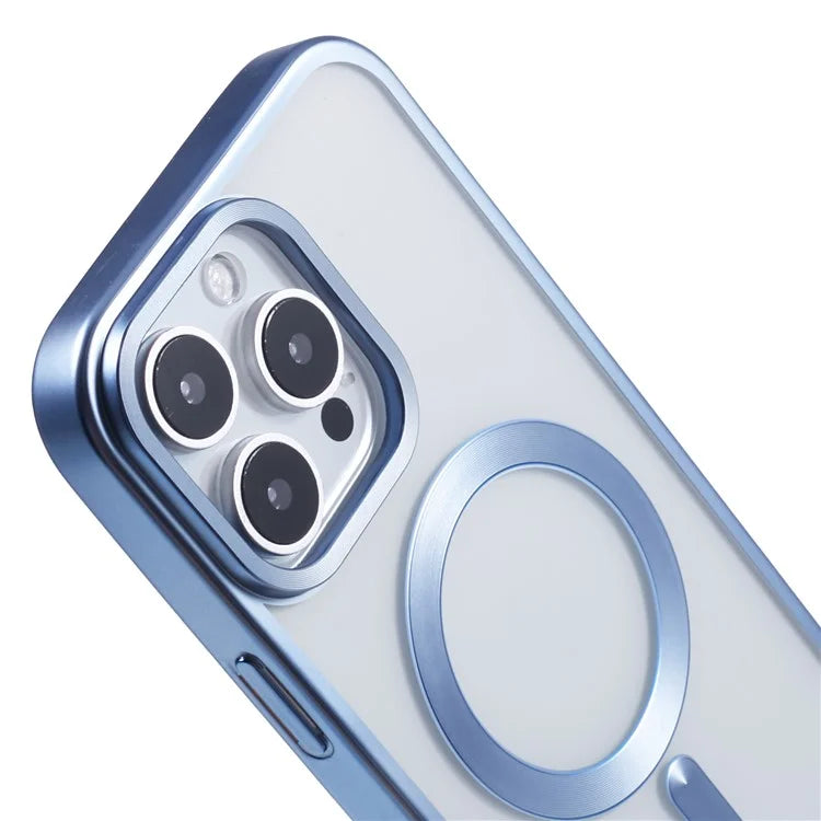 For iPhone 16 Pro Case Matte Electroplating Phone Cover Compatible with MagSafe