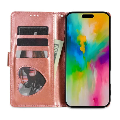 For iPhone 16 Stand Case Glitter Phone Leather Cover Zipper Pocket