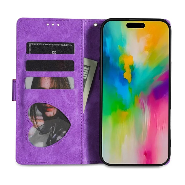 For iPhone 16 Plus Stand Case Glitter Phone Leather Cover Zipper Pocket