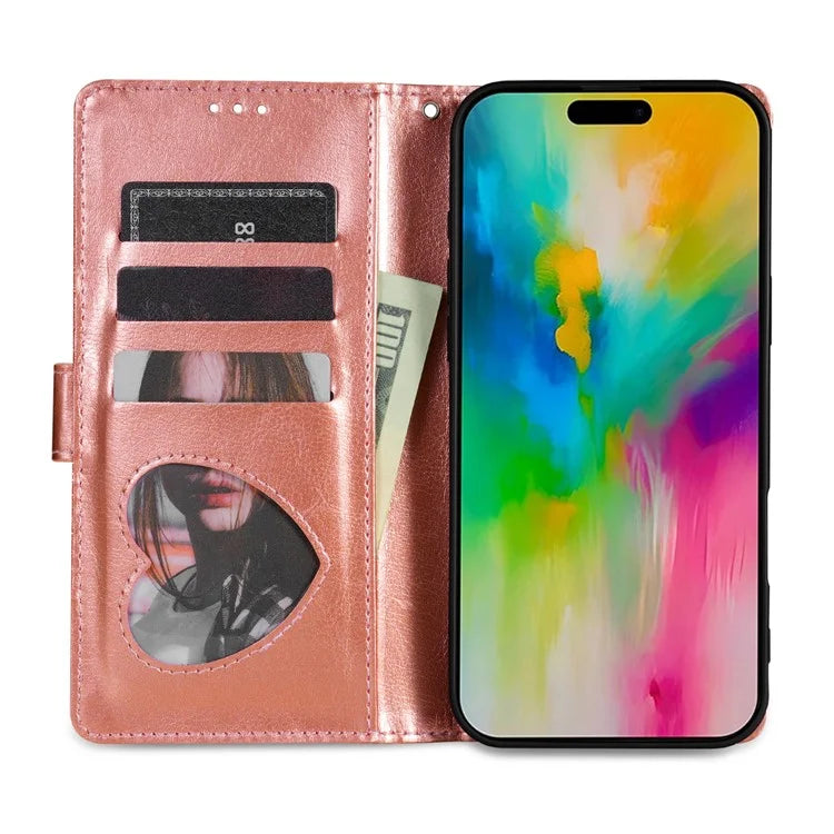 For iPhone 16 Plus Stand Case Glitter Phone Leather Cover Zipper Pocket