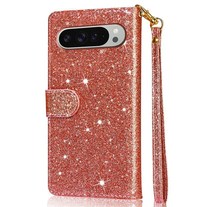 For Google Pixel 9 Pro  /  Pixel 9 Stand Case Glitter Phone Leather Cover Zipper Pocket