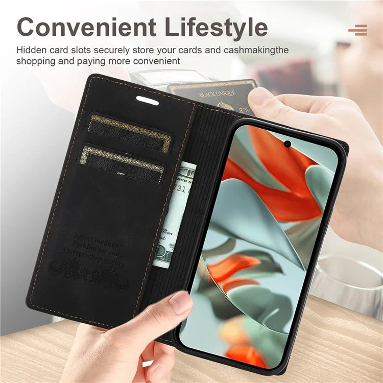 For Google Pixel 9 Pro  /  Pixel 9 Wallet Case Magnetic Closing Leather Phone Cover