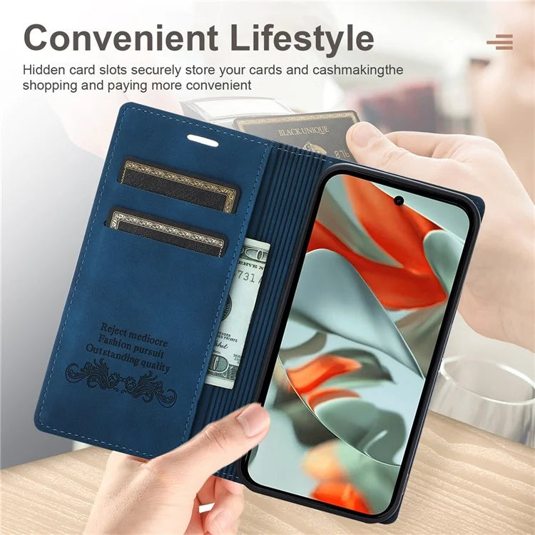 For Google Pixel 9 Pro  /  Pixel 9 Wallet Case Magnetic Closing Leather Phone Cover