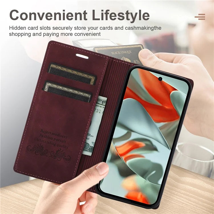 For Google Pixel 9 Pro  /  Pixel 9 Wallet Case Magnetic Closing Leather Phone Cover