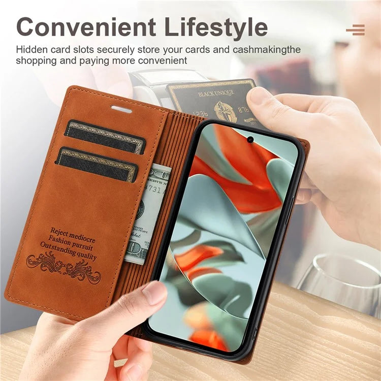 For Google Pixel 9 Pro XL Wallet Case Magnetic Closing Leather Phone Cover