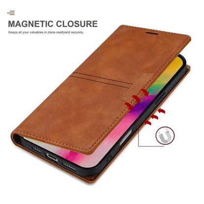 For iPhone 16 Plus Wallet Case Magnetic Closing Leather Phone Cover