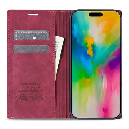 For iPhone 16 Plus Wallet Case Magnetic Closing Leather Phone Cover
