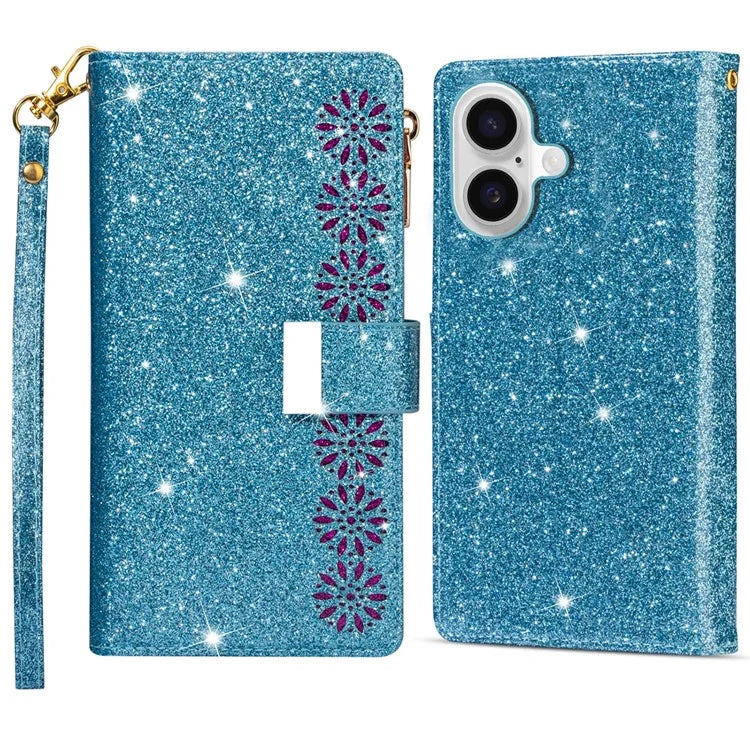 For iPhone 16 Case Starry Sky Carving Leather Wallet Phone Cover
