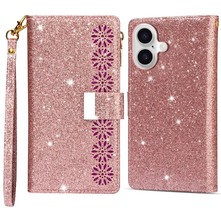 For iPhone 16 Case Starry Sky Carving Leather Wallet Phone Cover