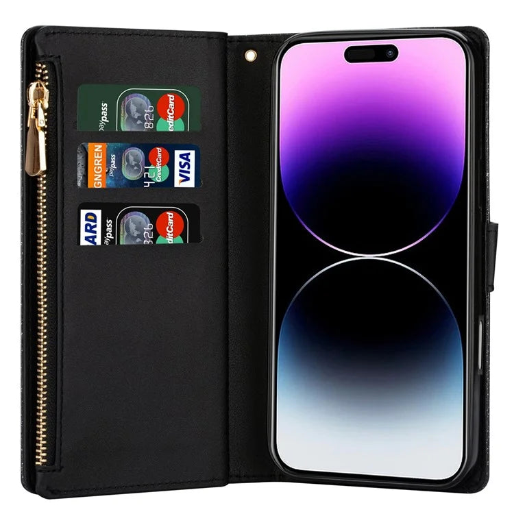 For iPhone 16 Case Starry Sky Carving Leather Wallet Phone Cover