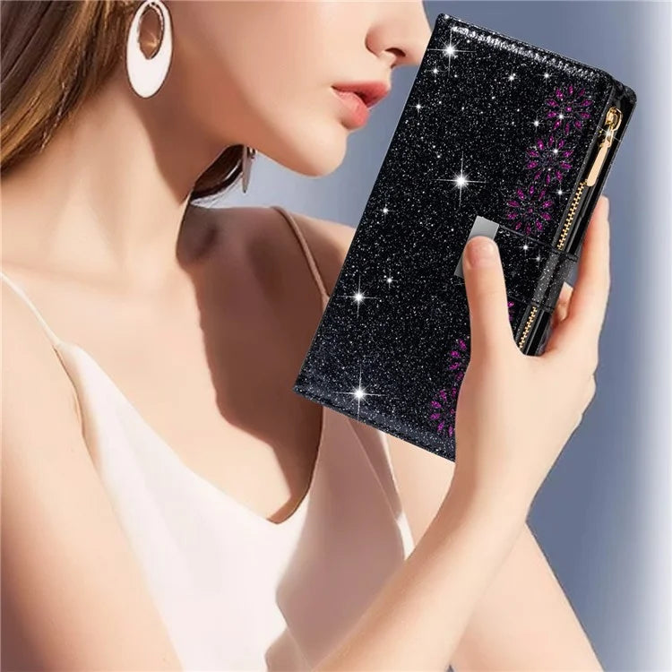 For iPhone 16 Plus Case Starry Sky Carving Leather Wallet Phone Cover