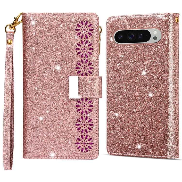 For Google Pixel 9 Pro  /  Pixel 9 Case Starry Sky Carving Leather Wallet Phone Cover