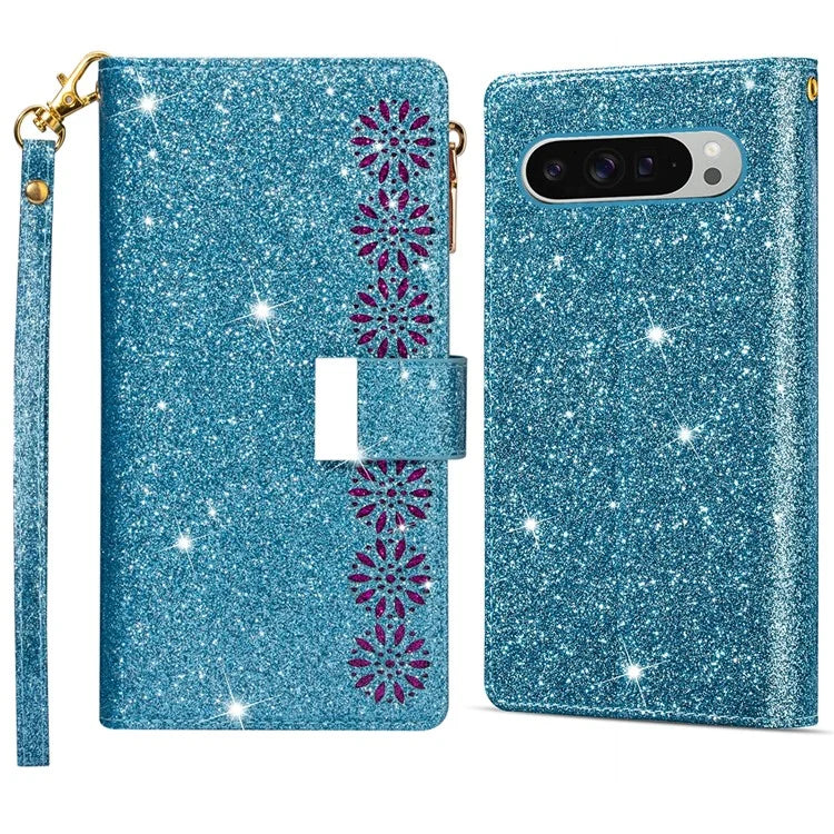 For Google Pixel 9 Pro  /  Pixel 9 Case Starry Sky Carving Leather Wallet Phone Cover