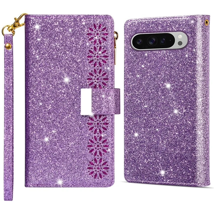 For Google Pixel 9 Pro  /  Pixel 9 Case Starry Sky Carving Leather Wallet Phone Cover