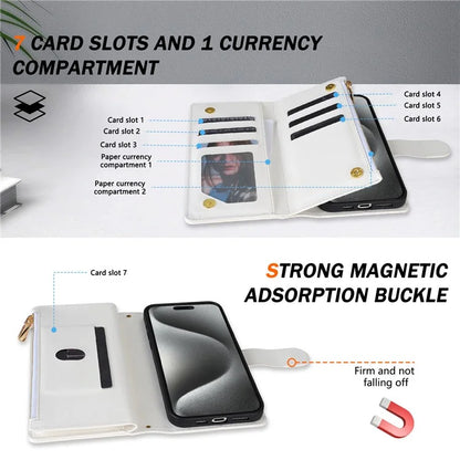 For iPhone 16 Pro Max Case Rhombus Stitching Leather Wallet Phone Cover with Long  /  Short Strap
