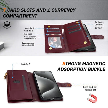 For iPhone 16 Pro Max Case Rhombus Stitching Leather Wallet Phone Cover with Long  /  Short Strap