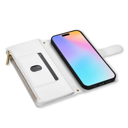 For iPhone 16 Plus Case Rhombus Stitching Leather Wallet Phone Cover with Long  /  Short Strap