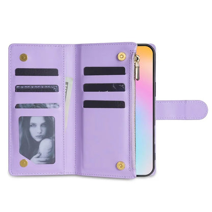 For iPhone 16 Plus Case Rhombus Stitching Leather Wallet Phone Cover with Long  /  Short Strap