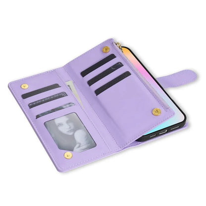 For iPhone 16 Plus Case Rhombus Stitching Leather Wallet Phone Cover with Long  /  Short Strap