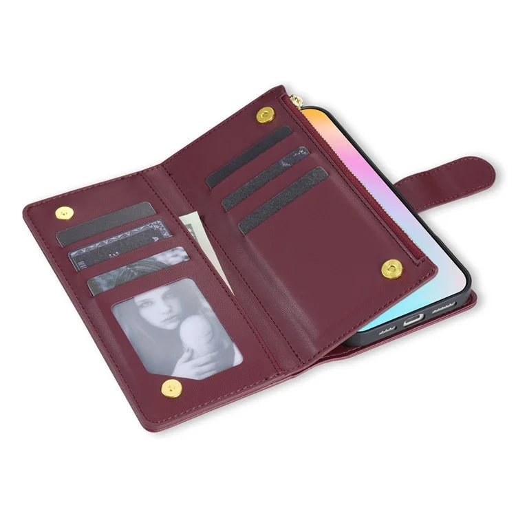 For iPhone 16 Plus Case Rhombus Stitching Leather Wallet Phone Cover with Long  /  Short Strap