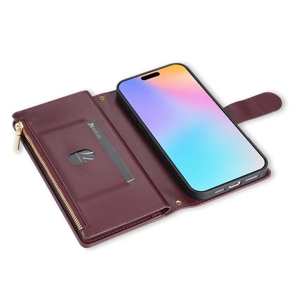 For iPhone 16 Plus Case Rhombus Stitching Leather Wallet Phone Cover with Long  /  Short Strap