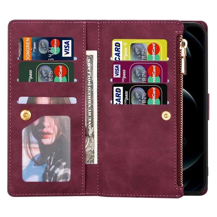 For iPhone 16 Wallet Case Color Splicing Leather Phone Cover with Stand