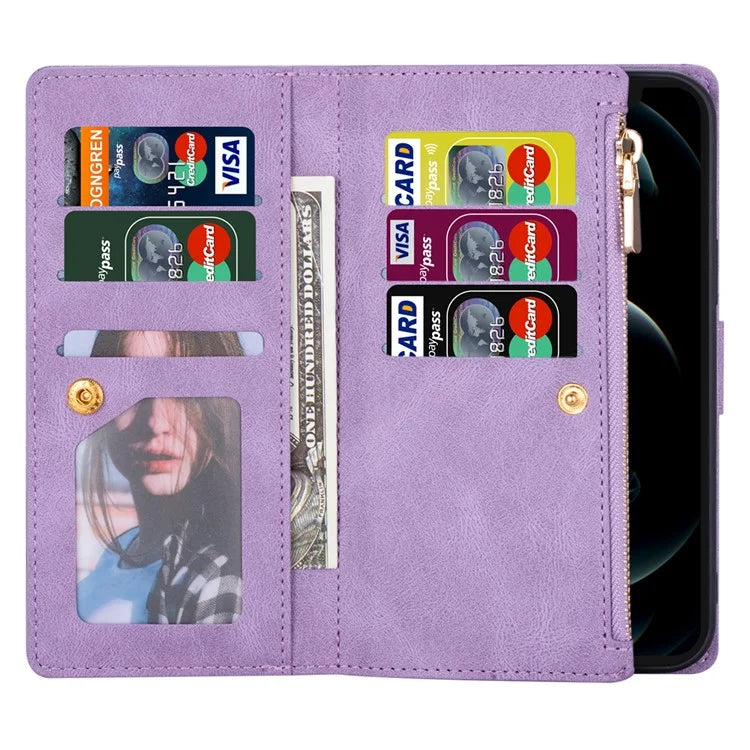 For iPhone 16 Plus Wallet Case Color Splicing Leather Phone Cover with Stand