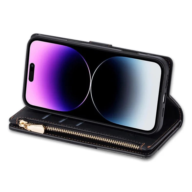 For iPhone 16 Plus Wallet Case Color Splicing Leather Phone Cover with Stand